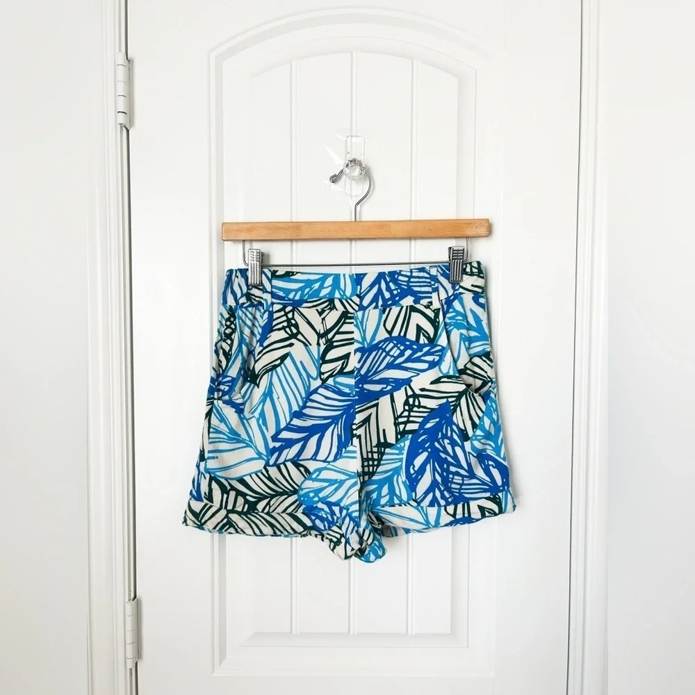 United Colors of Benetton Blue Green Palm Leaf Shorts Size XS
